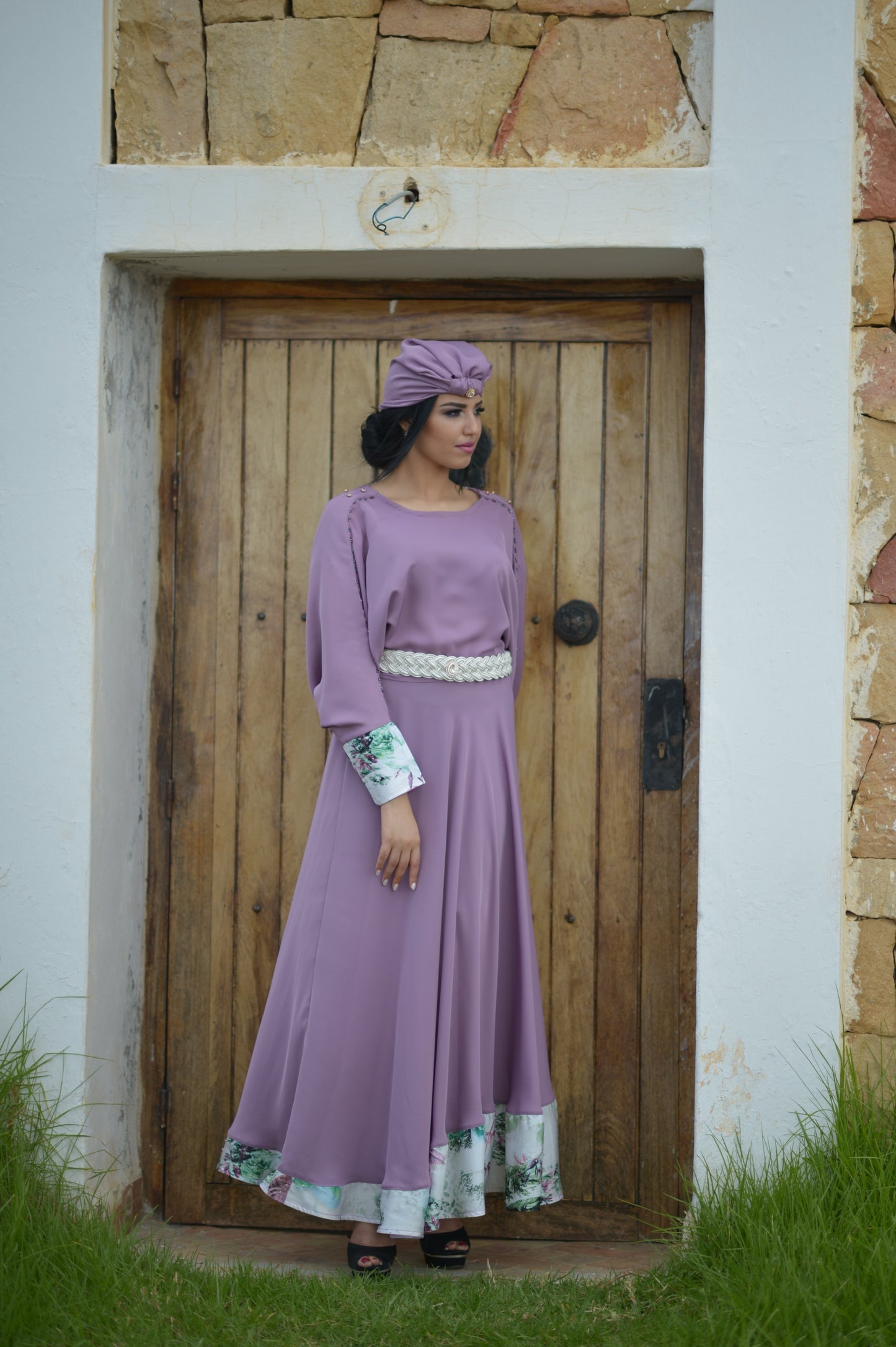 Ceinture tressée Abaya Lilas ARWA